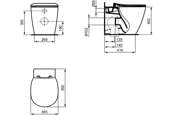 Унитаз приставной Ideal Standard Connect AquaBlade E052401 белый, овальный, 36.5x55 см
