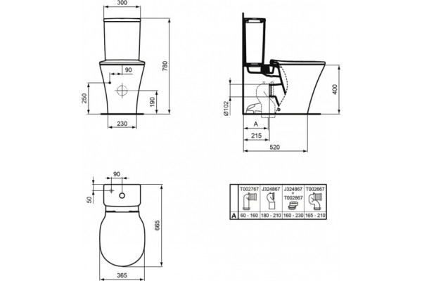 Унитаз напольный Ideal Standard Connect Air AquaBlade E013701 белый, овальный, 36x66.5 см