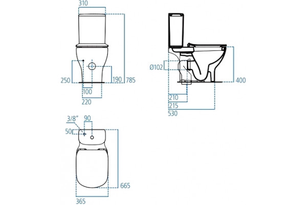 Унитаз напольный Ideal Standard Tesi AquaBlade T008701 белый, овальный, 36.5x66.5 см
