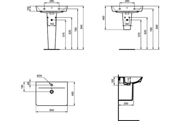 Раковина Ideal Standard Connect Air Cube E074201 60 см прямоугольная, цвет белый