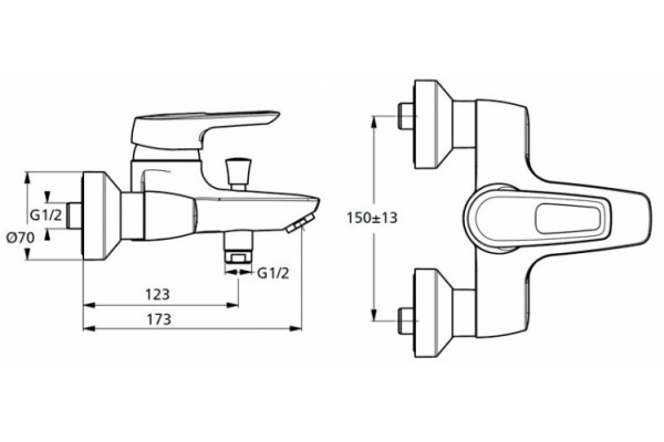 Смеситель Ideal Standard CeraMix Blue для ванны с душем, однорычажный, хром