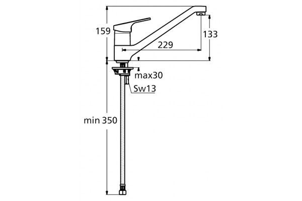 Смеситель Ideal Standard Slimline II для кухонной мойки однорычажный, хром