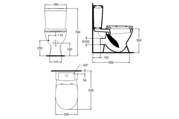 Унитаз-компакт Ideal Standard Eurovit plus с микролифтом, белый, овальный, 35.5x63 см