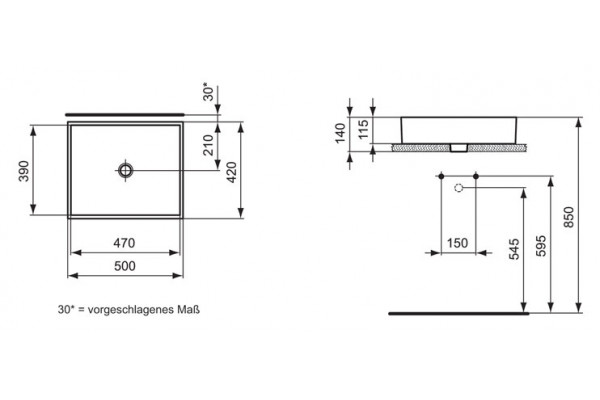 Раковина Ideal Standard Strada (50 см) цвет белый, на столешницу, прямоугольная