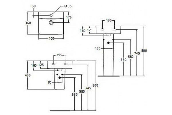 Рукомойник Ideal Standard Connect Cube (40 см) цвет белый, прямоугольная