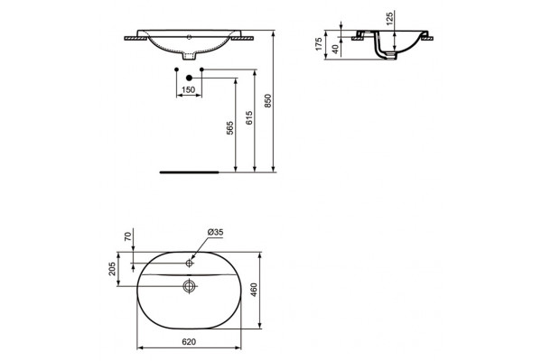 Раковина Ideal Standard Connect (62 см) цвет белый, на столешницу, овальная