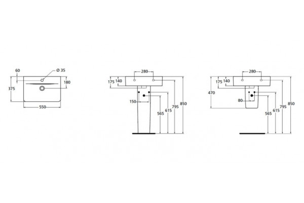 Раковина Ideal Standard Connect Cube (55 см) цвет белый, прямоугольная