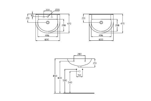 Раковина Ideal Standard Ecco (60 см) полукруглая, цвет белый, с переливом