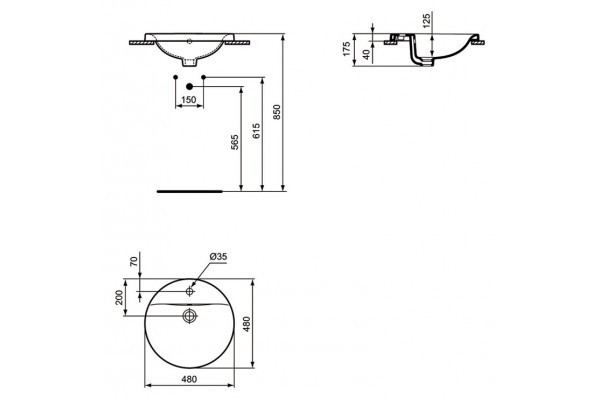 Рукомойник Ideal Standard Connect (48 см) цвет белый, на столешницу