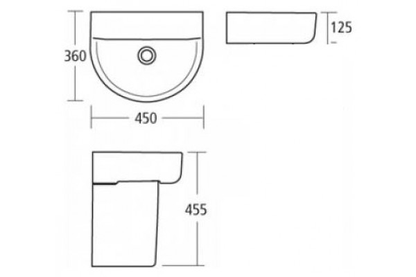 Рукомойник Ideal Standard Connect ARC (45 см) цвет белый, полукруглая