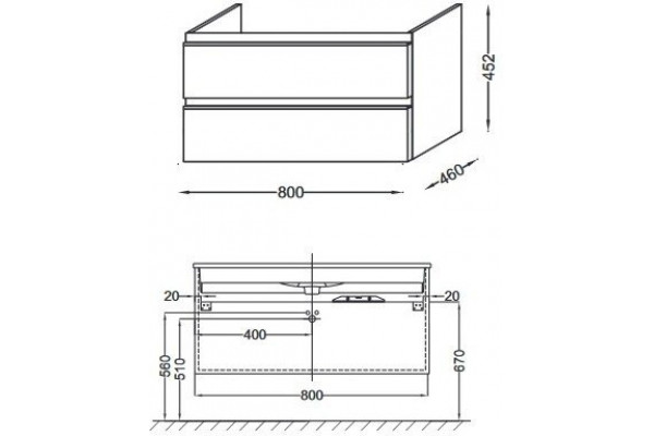 Тумба под раковину Jacob Delafon Vox 80x46 EB2028-RA-E16 орех
