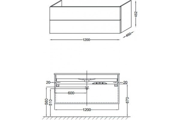 Тумба под раковину Jacob Delafon Vox 120x46 EB2071-R1-E16