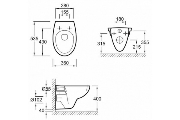 E21739RU-00 Унитаз c инсталляцией Jacob Delafon Patio Rimless, сиденье дюропласт микролифт, клавиша хром (EDV102-00+E70021+E29025+E4316-CP)