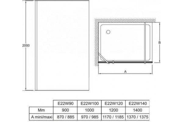 Душевая перегородка Jacob Delafon Contra 120x200 E22WD120-GA