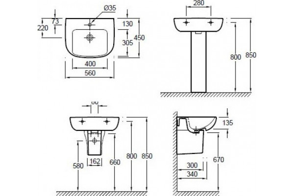 Раковина Jacob Delafon Odeon Up 56x45 E4737-00