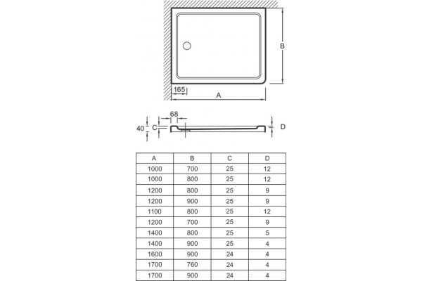 FLIGHT E62482-F-M65 FLIGHT SA Flight Safe душевой поддон 160 × 90 серо-коричневый