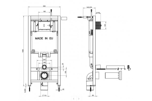 Комплект Jacob Delafon Struktura E21750RU-00 кнопка черная