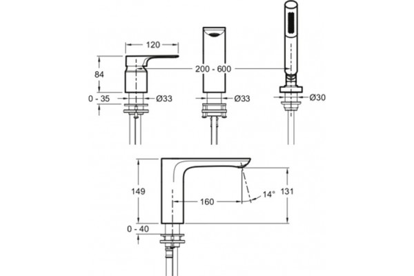 Смеситель для ванны Jacob Delafon Aleo E72330-CP