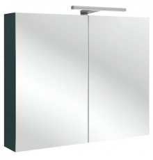RYTHMIK EB796RU-E10 Зеркальный шкаф 80 см.Ш80*Г14,3*В65 см.2 дверцы с двойным зерк, 2 стекл полочки на отделение, магнит, флуоресцентная подсветка.