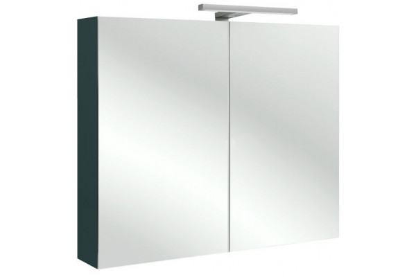 RYTHMIK EB796RU-E10 Зеркальный шкаф 80 см.Ш80*Г14,3*В65 см.2 дверцы с двойным зерк, 2 стекл полочки на отделение, магнит, флуоресцентная подсветка.