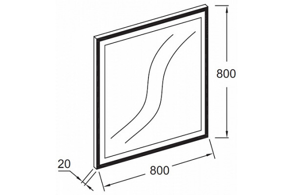 EB1435-S14 Allure Квадратное зеркало 80X80 см, светодиодная подсветка, Черный лак сатин