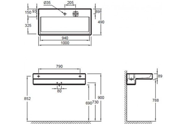 Раковина-столешница Jacob Delafon Terrace 100x49 EXC112-00