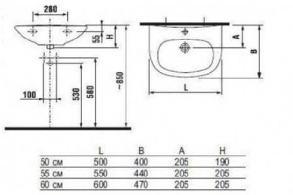 Раковина подвесная Jika Zeta 50x40 1039.0.000.104.1