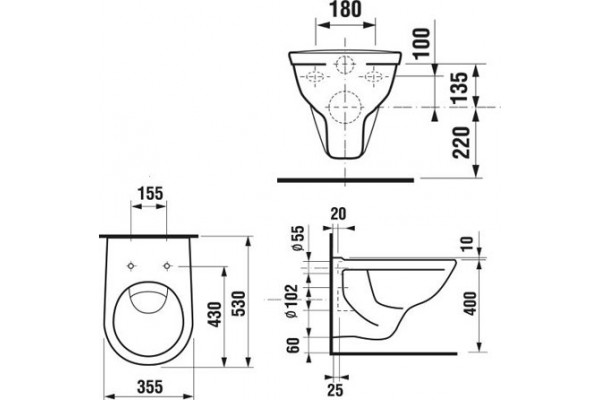 Унитаз подвесной Jika Dino Rimless 2137.7.000.000.1