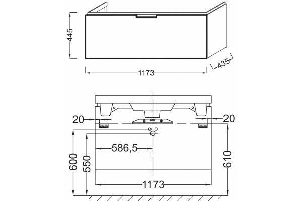 Тумба для комплекта Jacob Delafon Reve 120 белый лак, 1 ящик, подвесная, с доводчиками