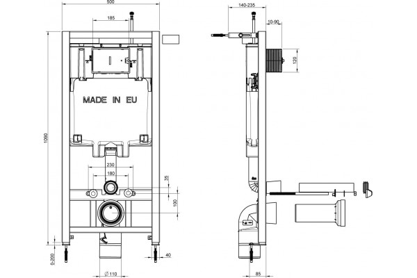 Комплект Jacob Delafon Patio E21734RU-00 кнопка хром цвет белый, бачок 3/6 л