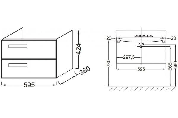 Тумба для комплекта Jacob Delafon Rythmik EB1300-E10 подвесная, с ящиками