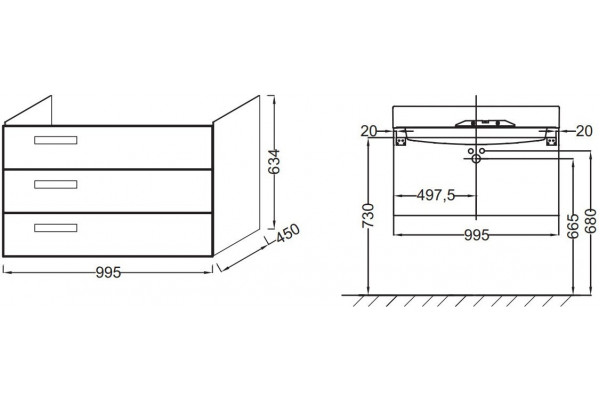 Тумба для комплекта Jacob Delafon Rythmik EB1310-E70 подвесная, с ящиками