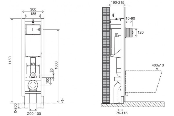 Система инсталляции для унитазов Jacob Delafon E33130RU-NF 30x24x135 см