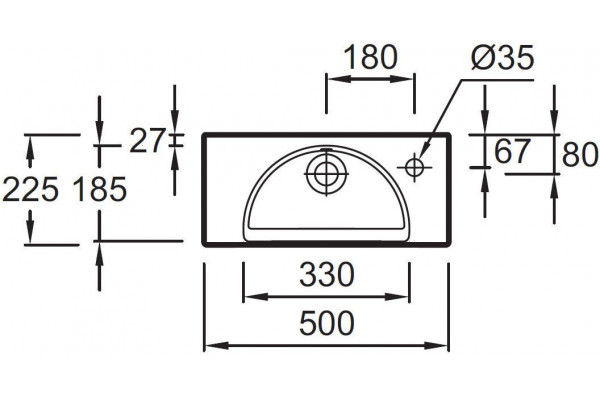 Раковина Jacob Delafon Odeon Rive Gauche EGO112-56-00 R прямоугольная, цвет белый