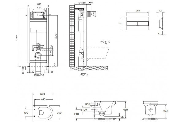 Комплект Jacob Delafon Elite E21755RU-00 кнопка белая цвет белый,  в современном стиле