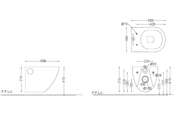 Унитаз подвесной Jaquar Confluence CNS-WHT-963SPP белый, овальный, 36x50 см