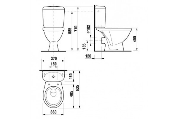 Унитаз-компакт Jika Lyra 2423.6 горизонтальный выпуск белый, овальный, 36x63.5 см