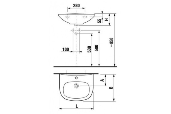 Раковина подвесная Jika Zeta 60x47 цвет белый, полукруглая, с переливом