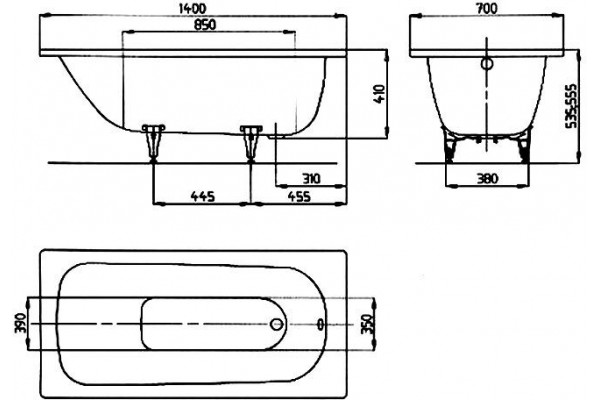 Стальная ванна KALDEWEI Saniform Plus 140x70 standard mod. 360-1 111500010001