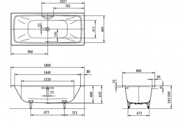 Стальная ванна KALDEWEI Cayono Duo 180x80 standard mod. 725 272500010001