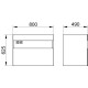 32862300100 STAGELINE Тумба под умывальник 800x625x490 mm, подсветка,розетка+USB/USB-C. 1 выдвижной ящик, пластиковый сифон 1 1/4 x 32, белый/белый