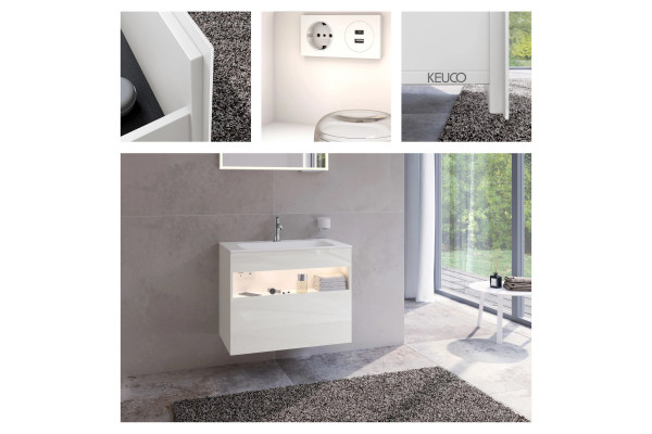 32862300100 STAGELINE Тумба под умывальник 800x625x490 mm, подсветка,розетка+USB/USB-C. 1 выдвижной ящик, пластиковый сифон 1 1/4 x 32, белый/белый