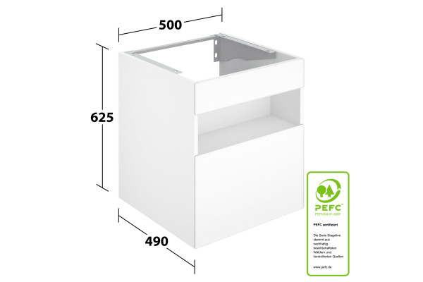 32864970100 STAGELINE Тумба под умывальник 800x550x490mm,1 ящик,oтверстие под смеситель слева,с освещением,pозеткa и USB,пластиковый сифон,цв.vulkanit