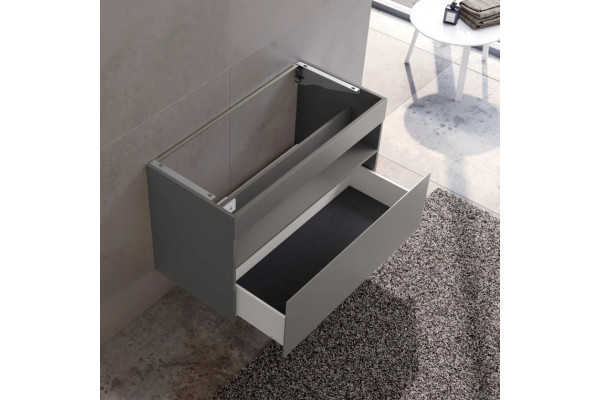 32872290100 STAGELINE Тумба под умывальник 1000x625x490 mm, 1 выдвижной фронтальный ящик, вкл. пластиковый сифон 1 1/4 x 32, Инокс матовый/Инокс матов