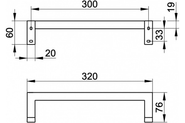 19107010000 EDITION 90 Square Поручень 320 мм, хром