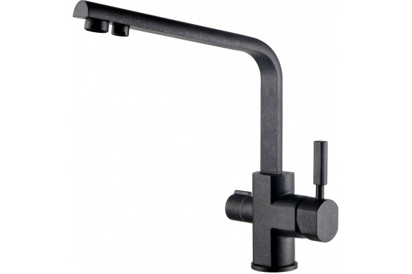 Смеситель Kaiser Decor 40144-2 для кухонной мойки, черный мрамор, однорычажный, высота излива 28.8 см