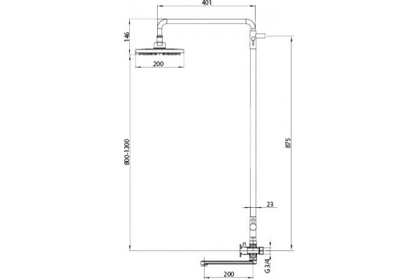Душевая стойка Kaiser Cuatro 58182 хром, штанга 130 см