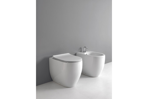 Унитаз приставной Kerasan Flo 311801 белый, овальный, антивсплеск, 37x56 см