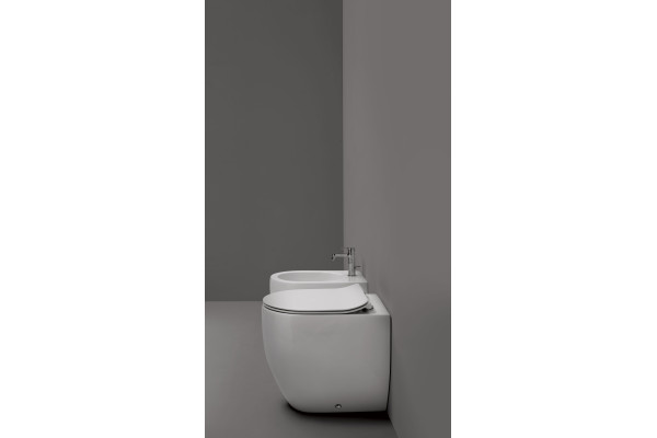 Унитаз приставной Kerasan Flo 311801 белый, овальный, антивсплеск, 37x56 см