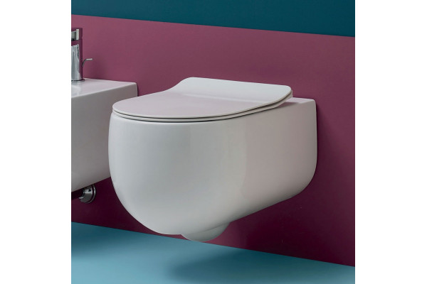 Унитаз подвесной Kerasan Flo 311101 белый, овальный, антивсплеск, 37x54 см